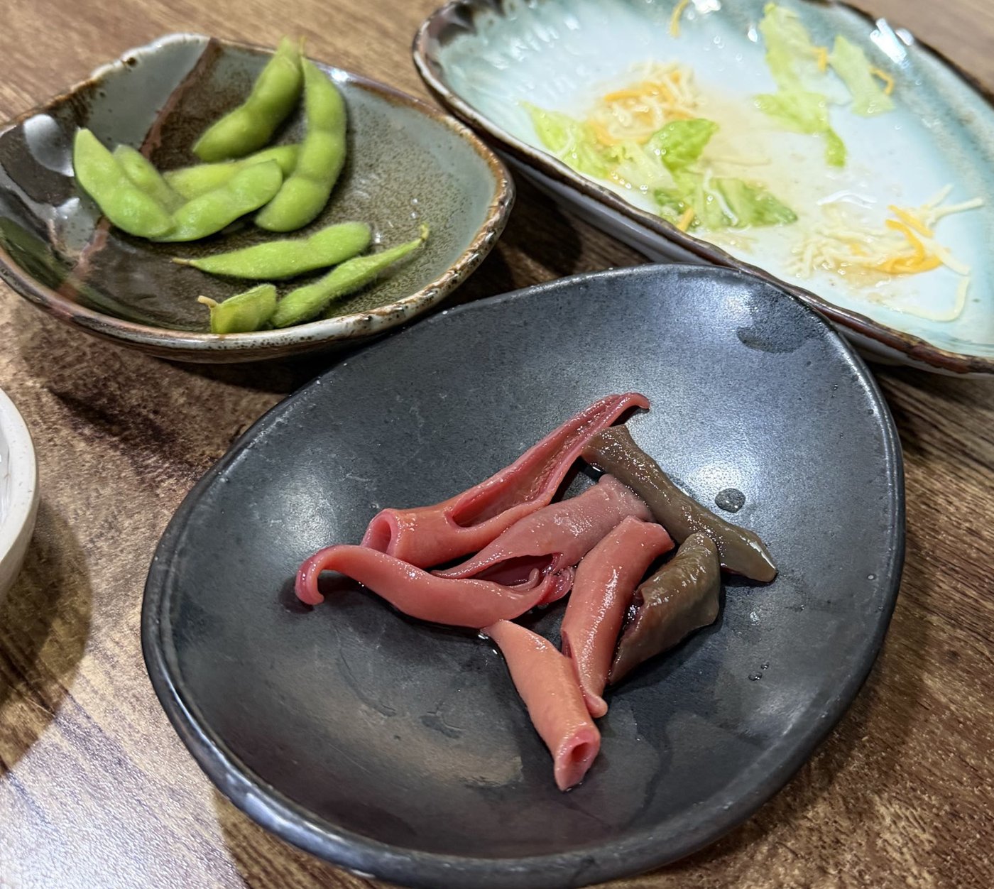 Spoon worm and edamame
